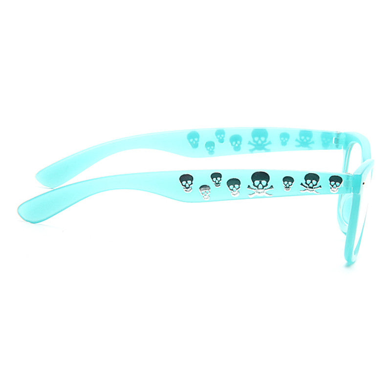Sheridan Skull Accent Clear Horn Rimmed Glasses