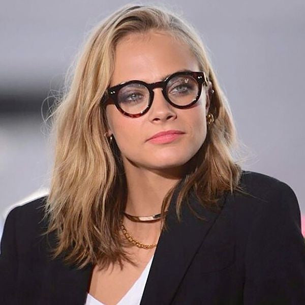 Cara Delevingne Style Thick Frame Round Celebrity Clear Glasses