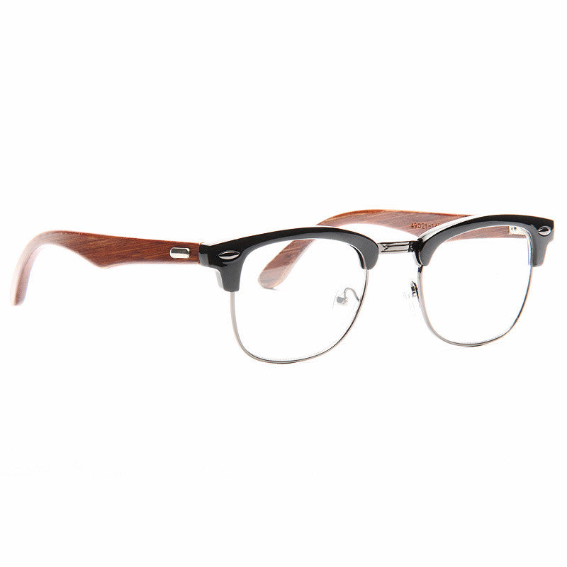 Juniper Unisex Wood Arm Half-Frame Clear Glasses