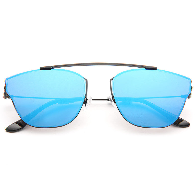 Homme Designer Inspired Flat Lens Color Mirror Sunglasses