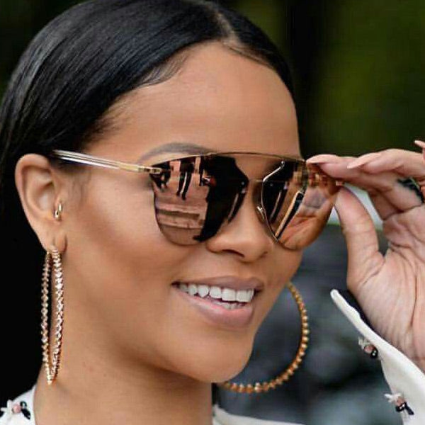 Rihanna Style Flat Lens Color Mirror Celebrity Sunglasses