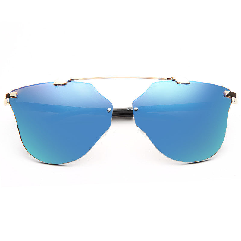 Norwich Oversized Rimless Color Mirror Horn Rimmed Sunglasses