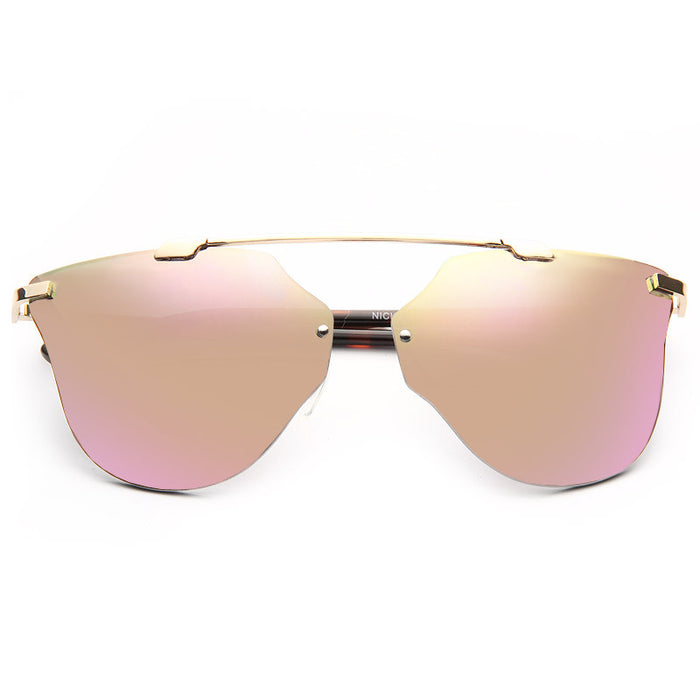 Norwich Oversized Rimless Color Mirror Horn Rimmed Sunglasses