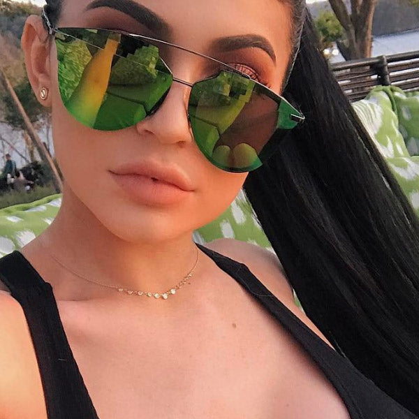 Kylie Jenner Style Rimless Color Mirror Celebrity Sunglasses