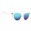 Crystal Oversized Color Mirror Cat Eye Clear Frame Sunglasses