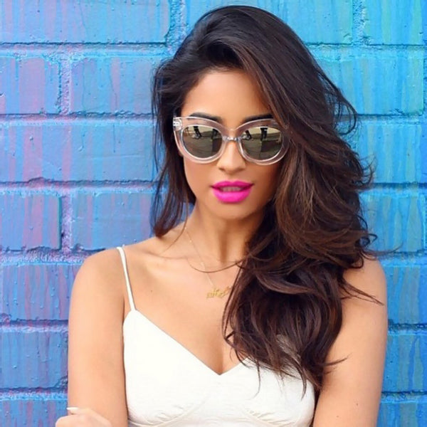 Shay Mitchell Style Oversized Color Mirror Cat Eye Celebrity Sunglasses