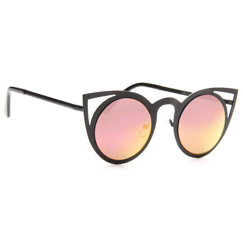 Alessandra Ambrosio Style Metal Cat Eye Celebrity Sunglasses