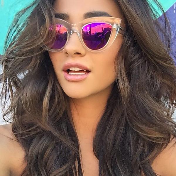 Shay Mitchell Style Color Mirror Sharp Cat Eye Celebrity Sunglasses