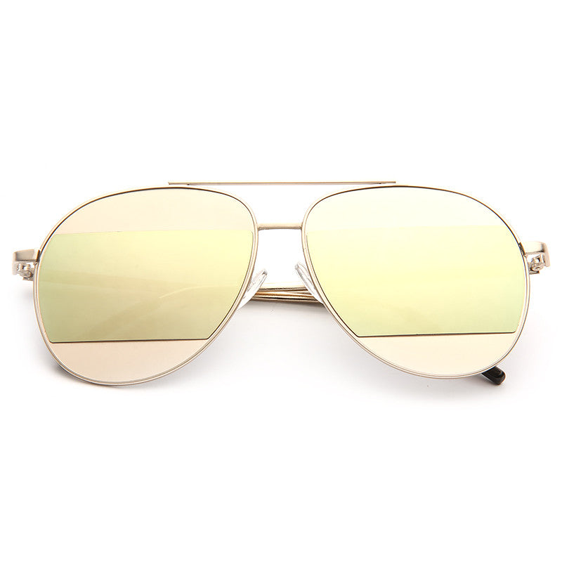Split Designer Inspired Color Mirror Aviator Sunglasses