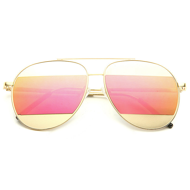 Split Designer Inspired Color Mirror Aviator Sunglasses