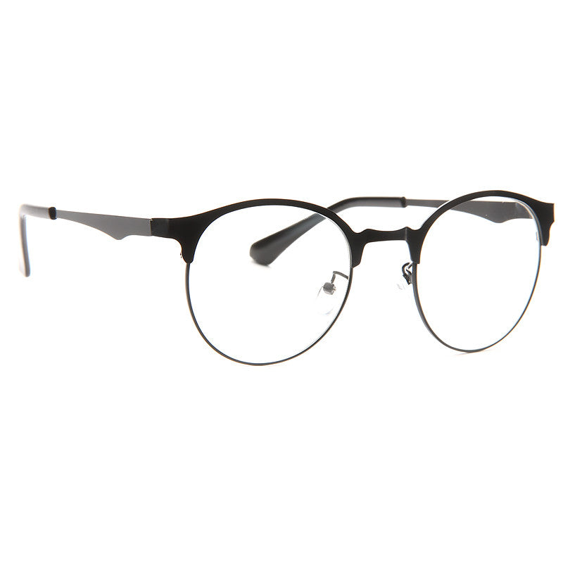 Tabor Unisex Round Metal Clear Half-Frame Glasses