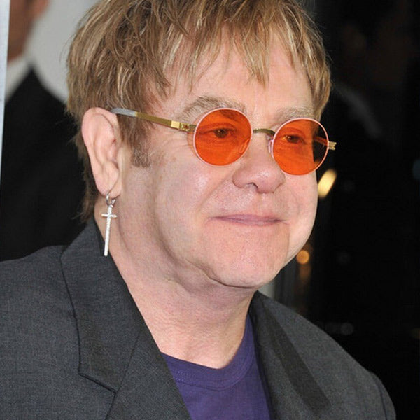 Elton John Style Tinted Lens Round Celebrity Sunglasses