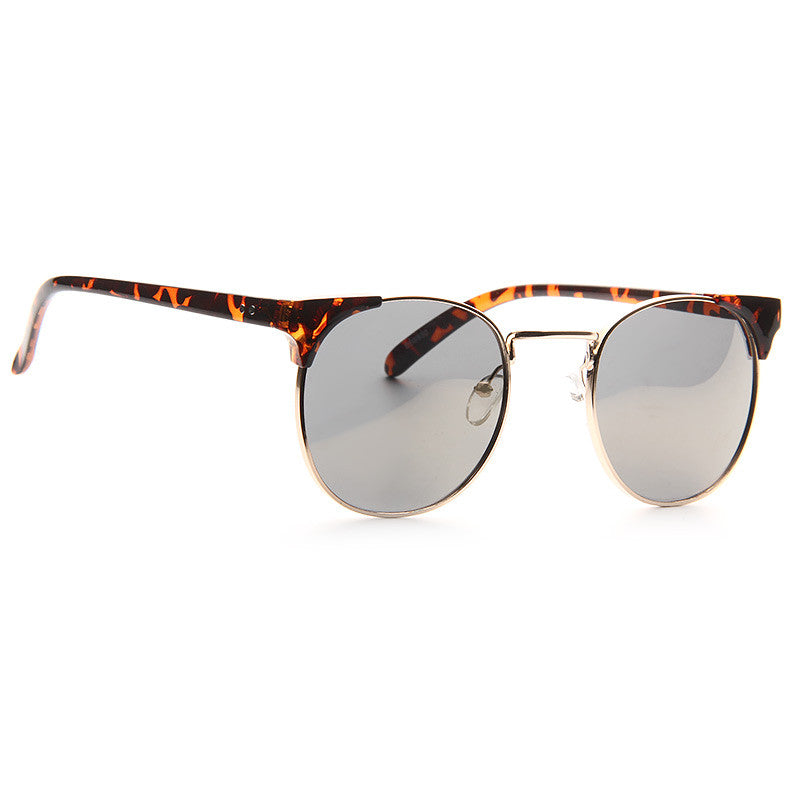 Rivera Unisex Round Metal Clear Frame Sunglasses