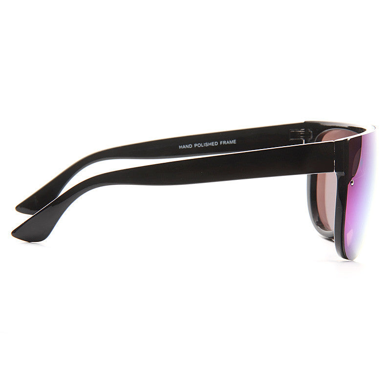 Pelzer Oversized Color Mirror Flat Top Shield Sunglasses