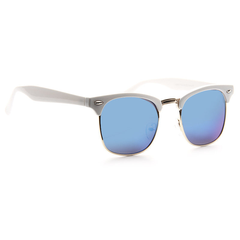 Gigi Hadid Style Color Mirror Half-Frame Celebrity Sunglasses