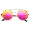 Cara Delevingne Style Color Mirror Round Flip Up Metal Celebrity Sunglasses