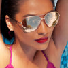 Shay Mitchell Style 58mm Silver Mirror Aviator Celebrity Sunglasses