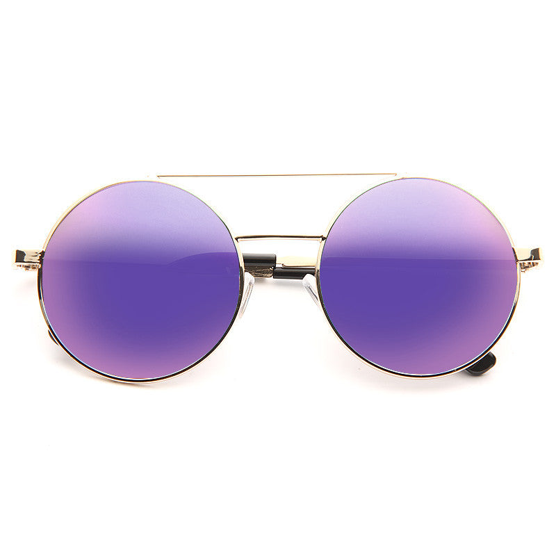 Rosa Color Mirror Round Metal Sunglasses