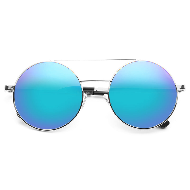 Rosa Color Mirror Round Metal Sunglasses