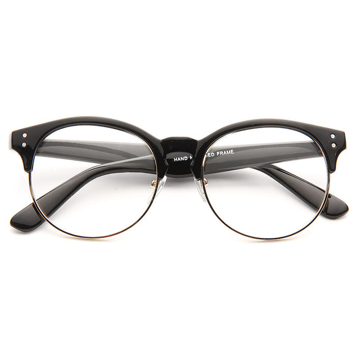 Zion Unisex Round Metal Clear Half Frame Glasses