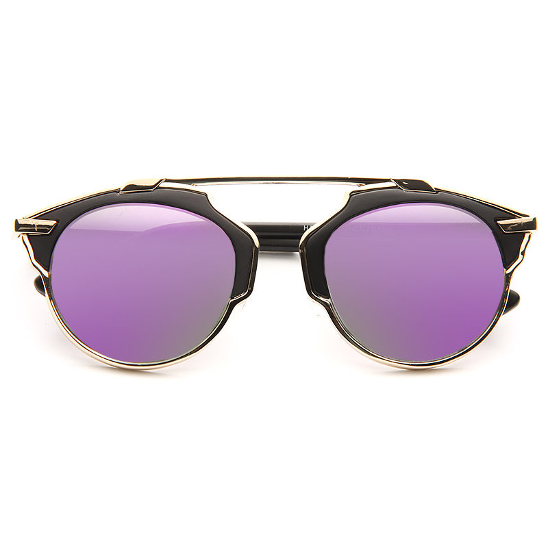 Bella Hadid Style Thin Bar Color Mirror Flat Top Celebrity Sunglasses