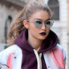 Gigi Hadid Style Thin Bar Color Mirror Flat Top Celebrity Sunglasses