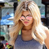 Kylie Jenner Style Thin Bar Color Mirror Flat Top Celebrity Sunglasses