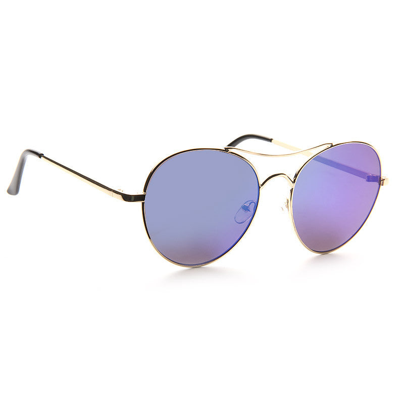 Claude Designer Inspired Color Mirror Round Aviator Sunglasses