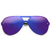 Bella Hadid Style Rimless Color Mirror Flat Top Shield Aviator Celebrity Sunglasses