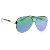 Showtime Designer Inspired Rimless Color Mirror Shield Aviator Sunglasses