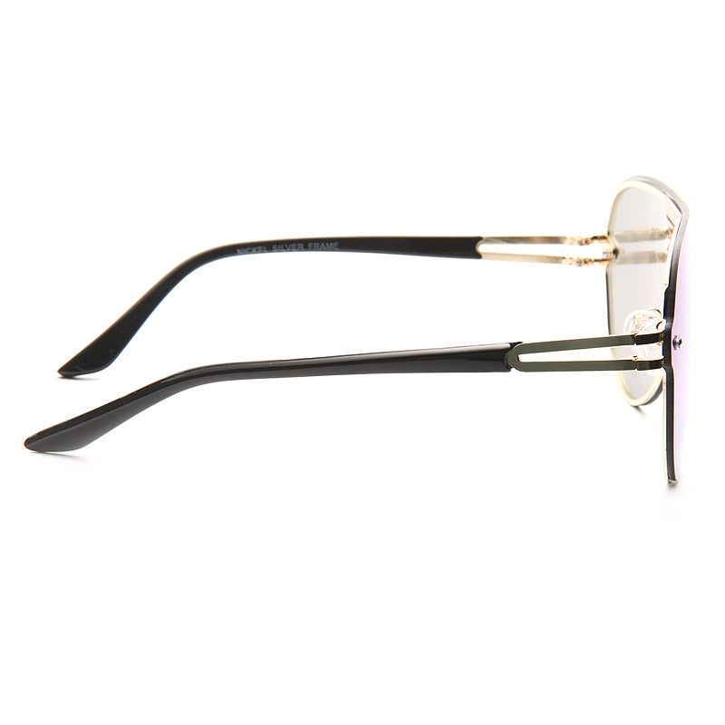 Kourtney Kardashian Style Rimless Color Mirror Flat Top Shield Aviator Celebrity Sunglasses