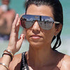 Kourtney Kardashian Style Rimless Color Mirror Flat Top Shield Aviator Celebrity Sunglasses