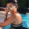 Kourtney Kardashian Style Rimless Color Mirror Flat Top Shield Aviator Celebrity Sunglasses