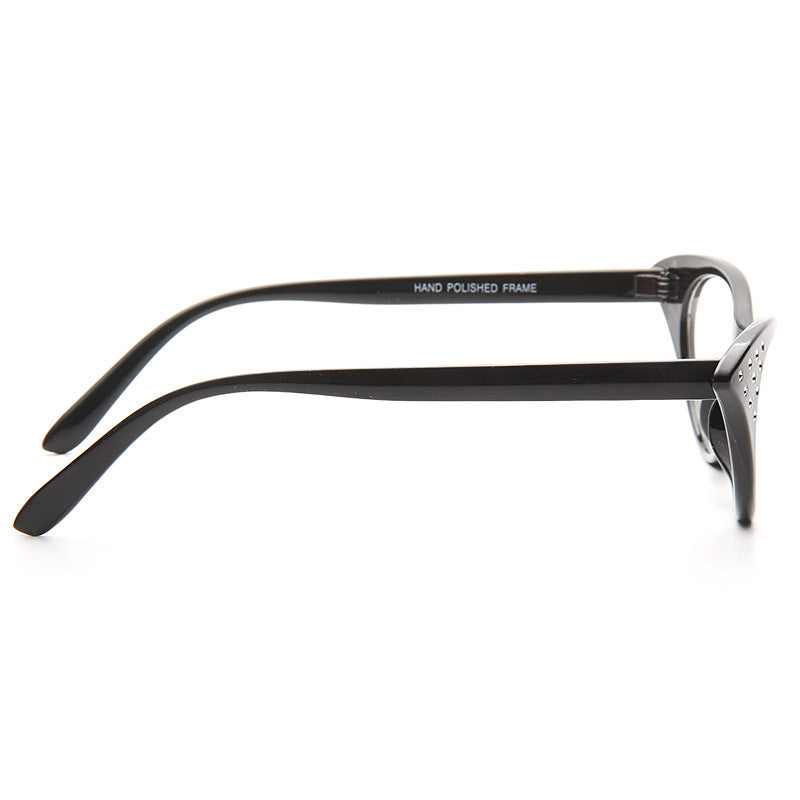 Nancy 2 Rhinestone Solid Frame Cat Eye Clear Glasses