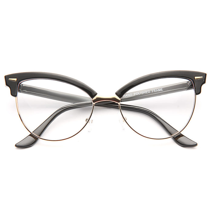 Evelyn Metal Frame Cat Eye Clear Glasses