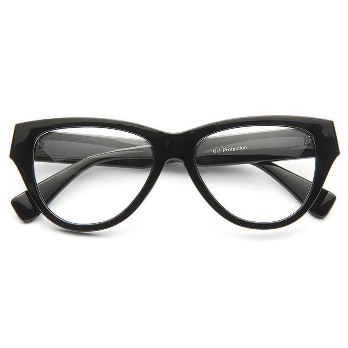 Greta Solid Frame Clear Cat Eye Glasses