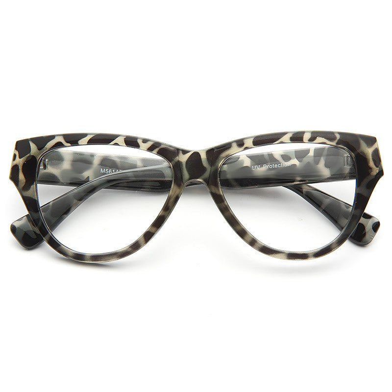 Greta Solid Frame Clear Cat Eye Glasses