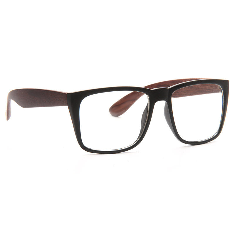 Rossmoor Rubber Coated Wood Grain Clear Horn Rimmed Glasses