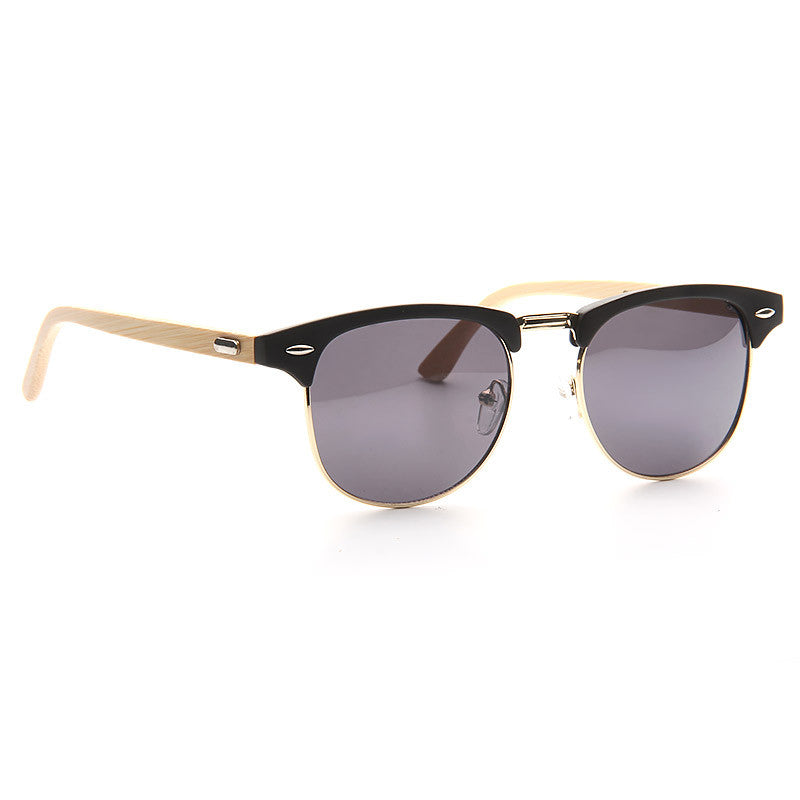 Peyton 5 Unisex Genuine Bamboo Half Frame Sunglasses