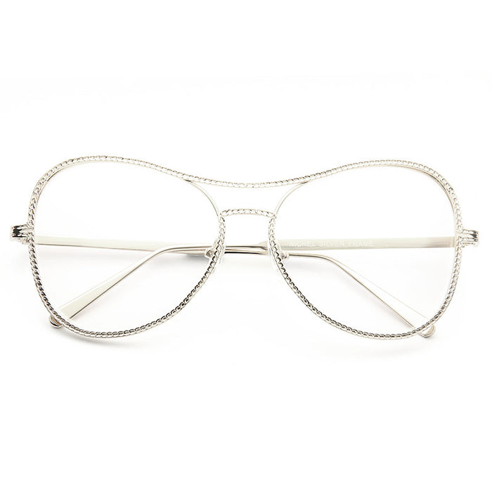 Duluth Mod Chain Embossed Clear Aviator Glasses