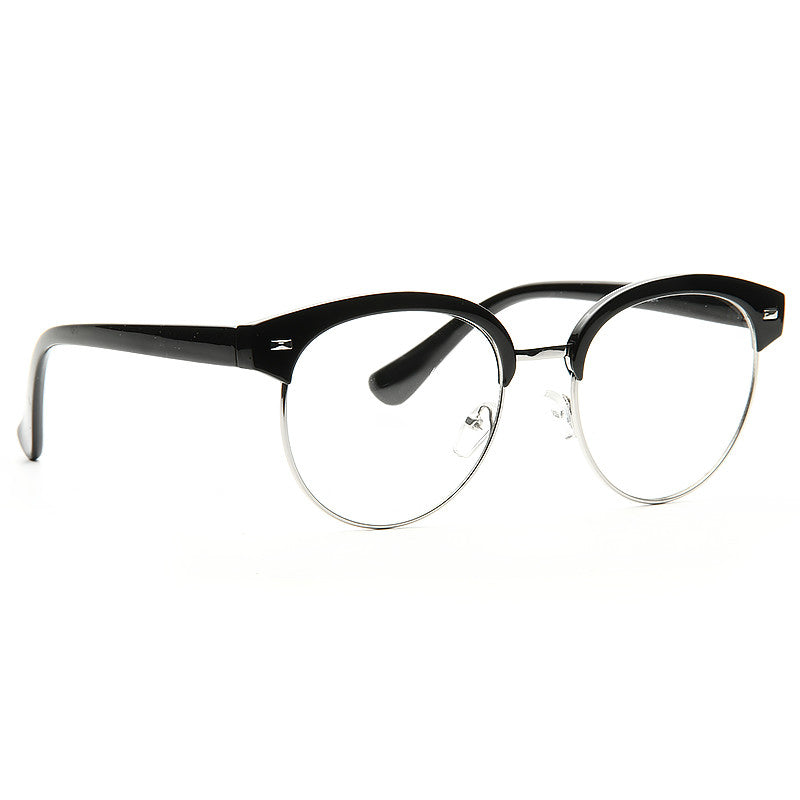 Hackett Unisex Round Metal Clear Half Frame Glasses
