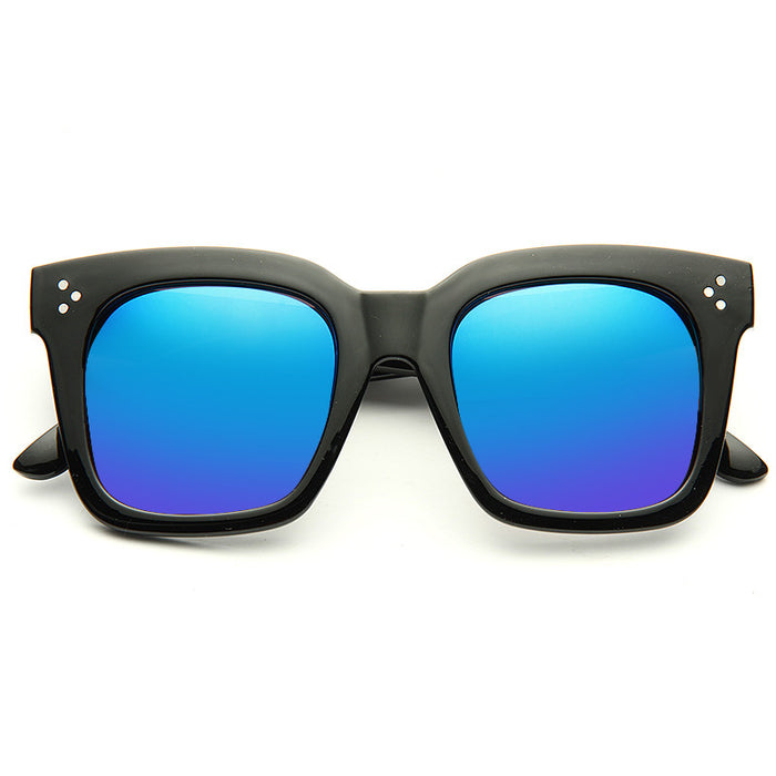 Tilda Oversized Designer Inspired Color Mirror Horn Rimmed Sunglasses