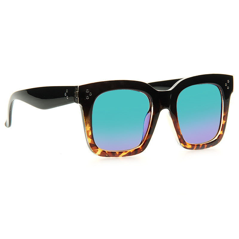 Tilda Oversized Designer Inspired Color Mirror Horn Rimmed Sunglasses