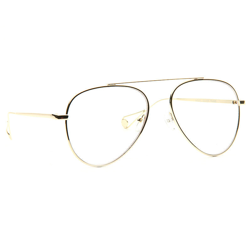 Brock Metal Flat Lens Clear Aviator Glasses