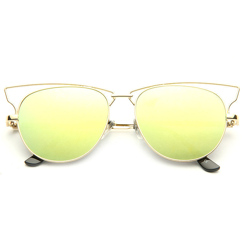 Technos Designer Inspired Color Mirror Half Frame Sunglasses