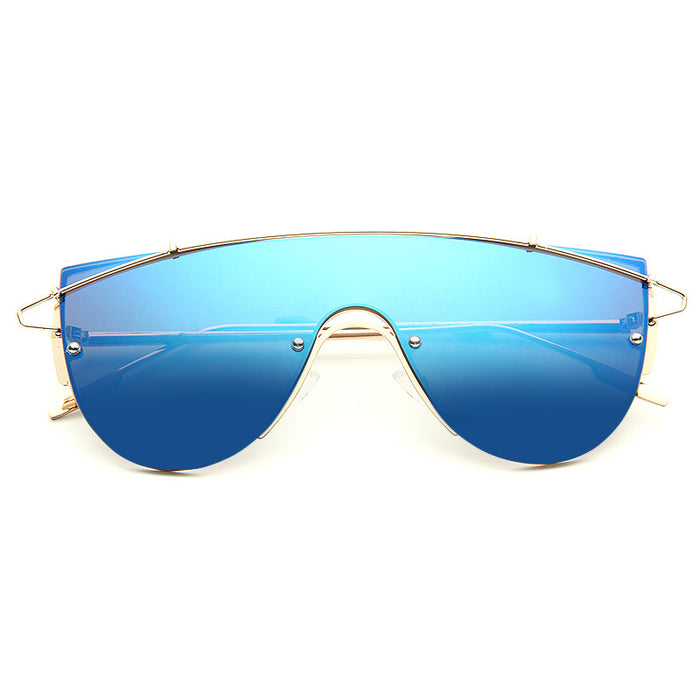 Zhora 2 Designer Inspired Flat Top Mirror Shield Sunglasses