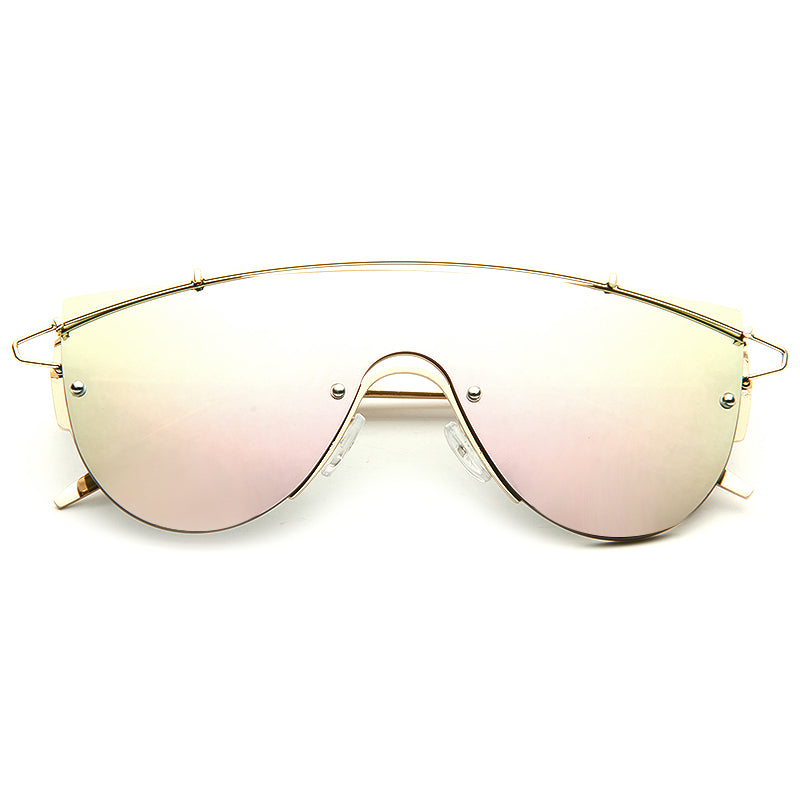 Gigi Hadid Style Flat Top Mirror Shield Celebrity Sunglasses