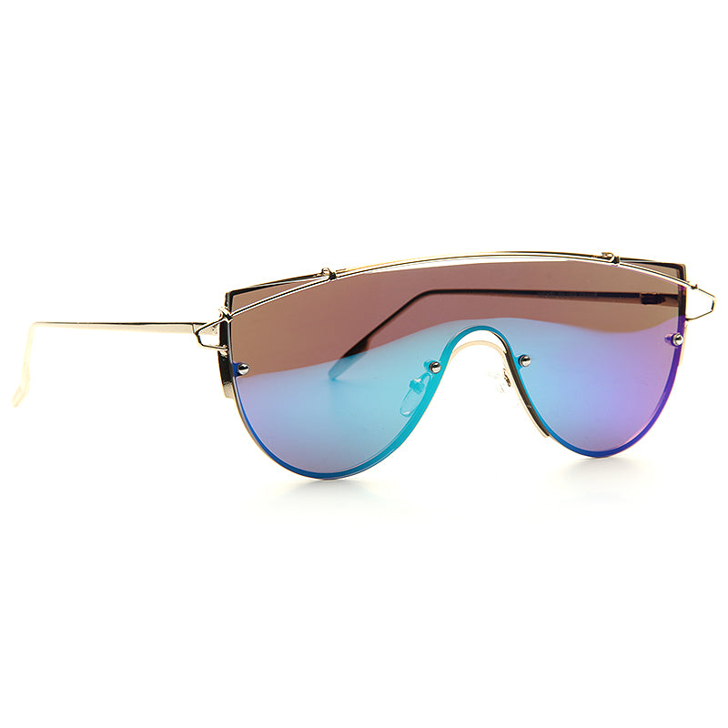 Sofia Richie Style Flat Top Mirror Shield Celebrity Sunglasses