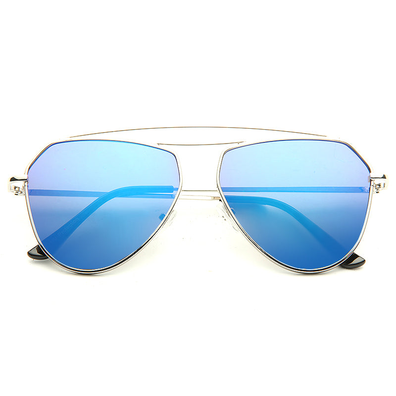 Josephine Skriver Style Flat Lens Color Mirror Aviator Celebrity Sunglasses