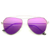 Josephine Skriver Style Flat Lens Color Mirror Aviator Celebrity Sunglasses